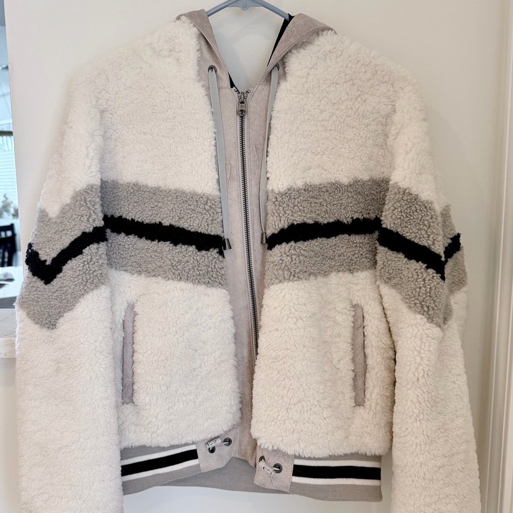 Blanc Noir Faux Shearling Hoody Size Small, Unisex.